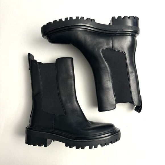 Tory Burch Benton Black Boots Leather Bootie Chelsea Designer Women's Size 5 - Picture 2 of 8